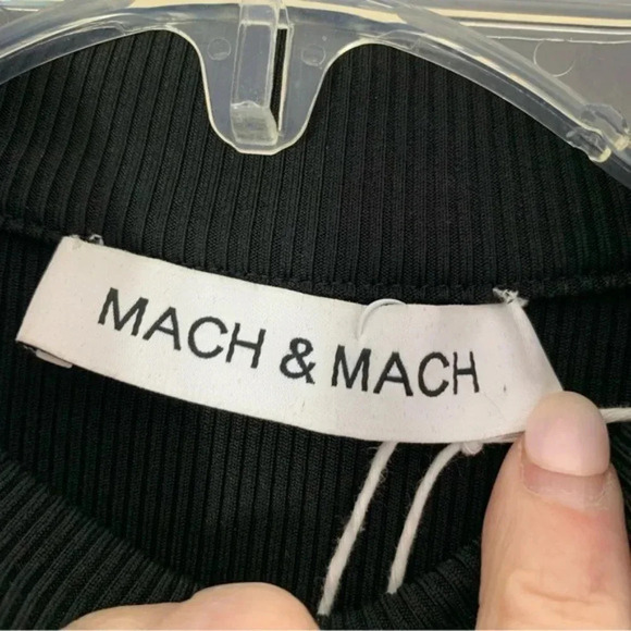 NWT MACH & MACH Crystal Embellished Bow Cut-Out Mini Dress Black Knit Size 10 - Picture 10 of 16